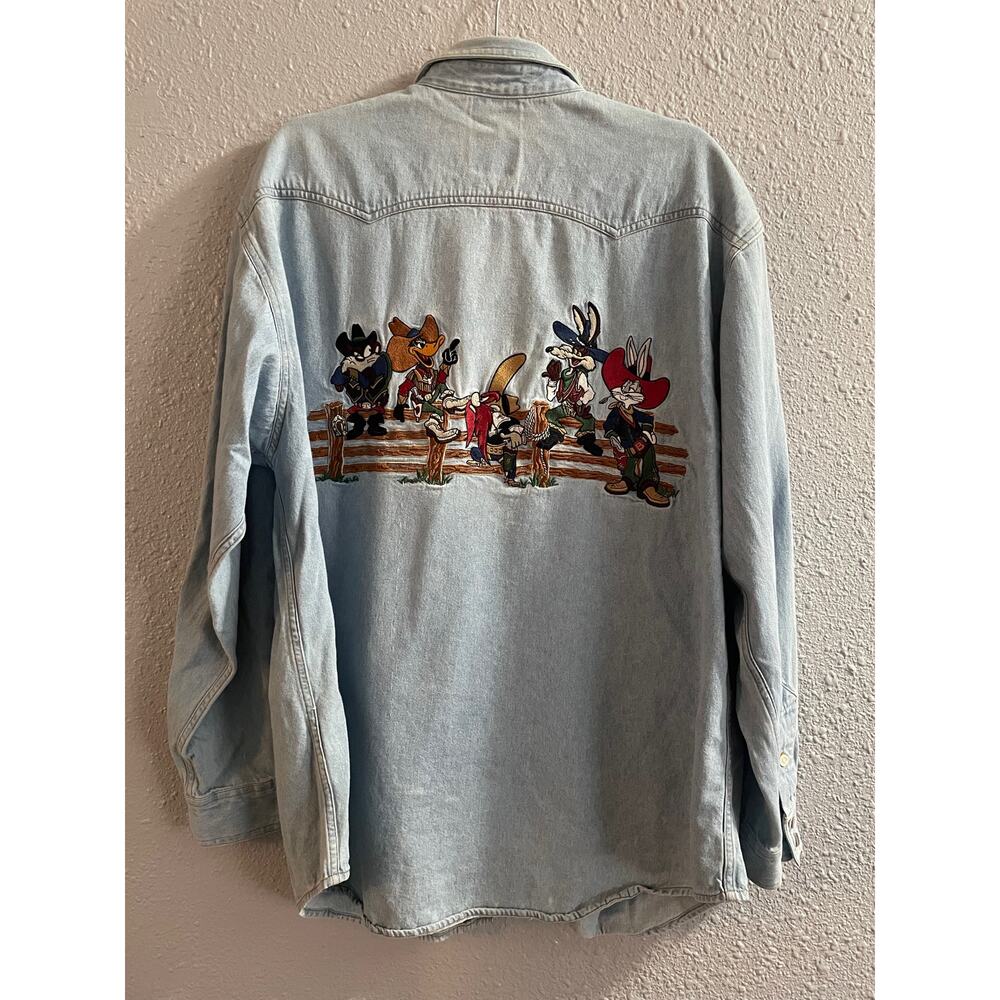 Vintage 90's Looney Tunes Wild West Button Up Shirt Size XL